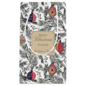 Wit en Goud Xmas Ornamenten Pine Berries Klein Cadeauzakje (Voorkant)