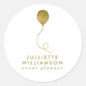 Wit- en goudballongebeurtenissenplan ronde sticker (Voorkant)
