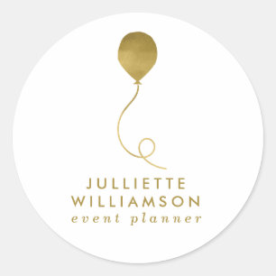 Wit- en goudballongebeurtenissenplan ronde sticker