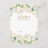 Wit en goudbloemen baby shower advieskaarten advieskaart (Voorkant)