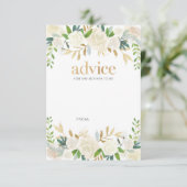 Wit en goudbloemen baby shower advieskaarten advieskaart (Staand voorkant)