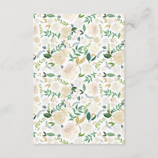 Wit en goudbloemen baby shower advieskaarten advieskaart (Achterkant)