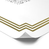 Wit en gouden Art Deco trouw zitplaatskaart Poster (Hoek)