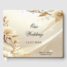 Wit en Gouden Bloemen Gastboek Gastenboek