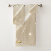 Wit en Gouden Bloemen Handdoeken Set (Insitu)