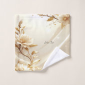 Wit en Gouden Bloemen Handdoeken Set (Wasdoekje)