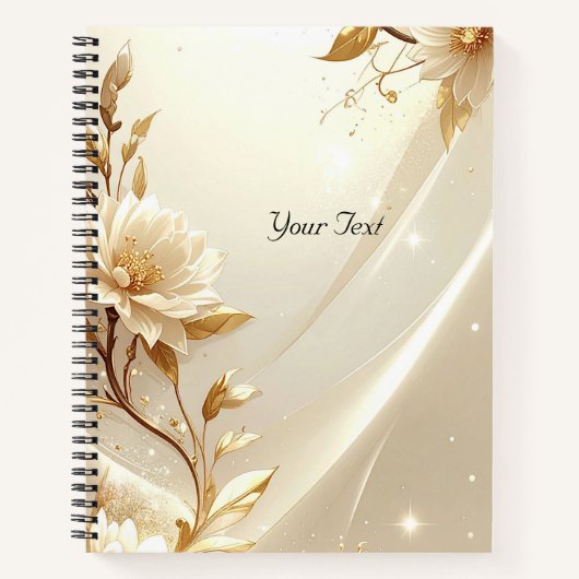 Wit en Gouden Bloemen Notitieboek (Voorkant)
