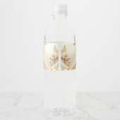 Wit en Gouden Bloemen Waterfles Label Etiket (Achterkant)