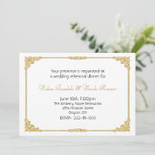 Wit en gouden bruiloft repetitie kaart (Staand voorkant)