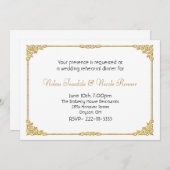 Wit en gouden bruiloft repetitie kaart (Voorkant / Achterkant)