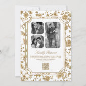 Wit en Gouden Chinees Aangelegde Wapen QR Code Tro Kaart (Achterkant)