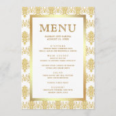 Wit en gouden damast islamitische moslim bruiloft menu (Voorkant)