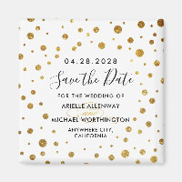 Wit en Gouden Folie Bruiloft Save the Date Magnets