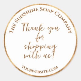 Wit en gouden folie dank u voor het winkelen met o ronde sticker