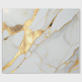 Wit en Gouden Folie Marmeren Agaat Cadeaupapier (Vlak)