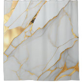 Wit en Gouden Folie Marmeren Agaat Douchegordijn (Voorkant)