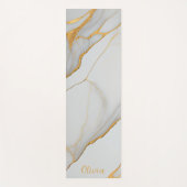 Wit en Gouden Folie Marmeren Agaat Yogamat (Voorkant)