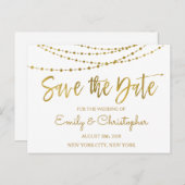 Wit en Gouden Folie sparen de Datum Aankondigingskaart (Voorkant / Achterkant)