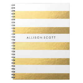 Wit en gouden gepersonaliseerde notitieboek