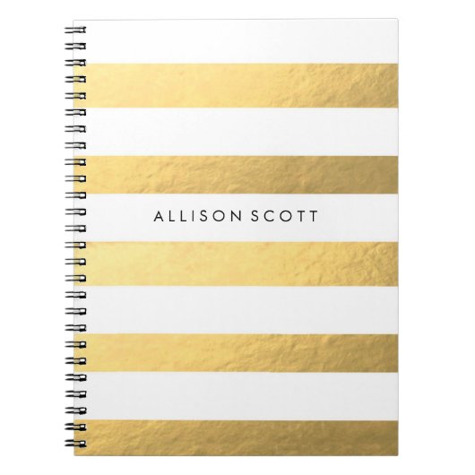 Wit en gouden gepersonaliseerde notitieboek (Voorkant)