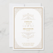 Wit en gouden  lijst Save The Date Kaart (Voorkant)