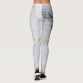 Wit en gouden marmer leggings (Achterkant)