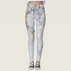 Wit en gouden marmer leggings