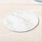 wit en gouden marmer ronde kartonnen onderzetter (Gebogen)