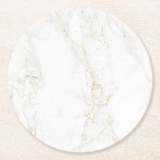 wit en gouden marmer ronde kartonnen onderzetter (Voorkant)