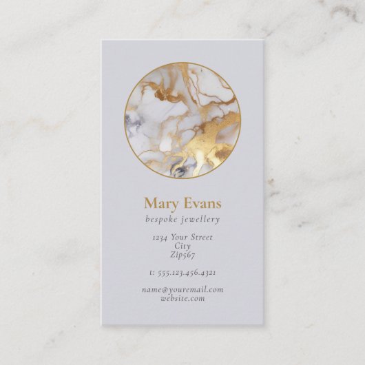 Wit en gouden marmeren effect modern visitekaartje (Voorkant)
