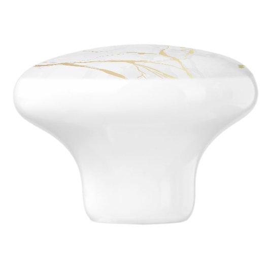 Wit en gouden marmeren textuur afbeelding keramische knop (Zijkant)