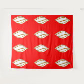 Wit en gouden ornament op rode wandtapijt wandkleed (Voorkant (horizontaal))