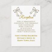 Wit- en gouden ribbon bruiloft informatiekaartje (Voorkant)