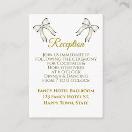 Wit- en gouden ribbon bruiloft informatiekaartje