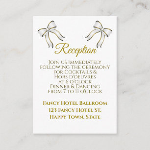 Wit- en gouden ribbon bruiloft informatiekaartje