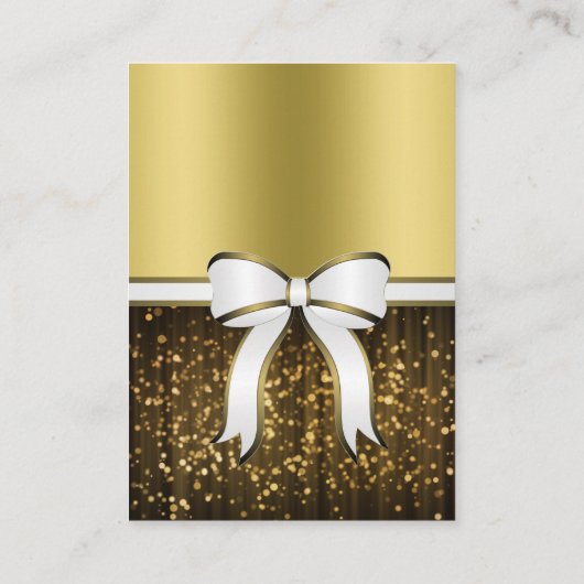 Wit- en gouden ribbon bruiloft informatiekaartje (Achterkant)