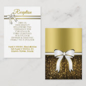 Wit- en gouden ribbon bruiloft informatiekaartje (Voorkant / Achterkant)