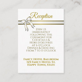 Wit- en gouden ribbon bruiloft informatiekaartje