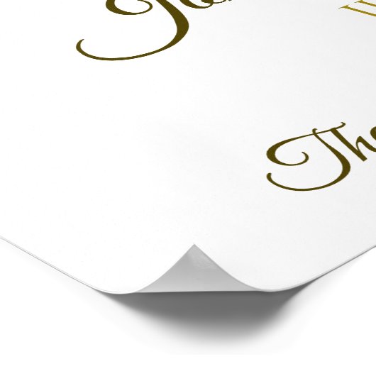 Wit en gouden ribbon bruiloft Welkomstteken Poster (Hoek)