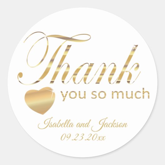 Wit en gouden schrift ontwerp - Dank je wel Ronde Sticker (Voorkant)