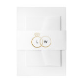 Wit en Gouden Trouwring Monogram Uitnodigingen Wikkel (Voorkant Voorbeeld)