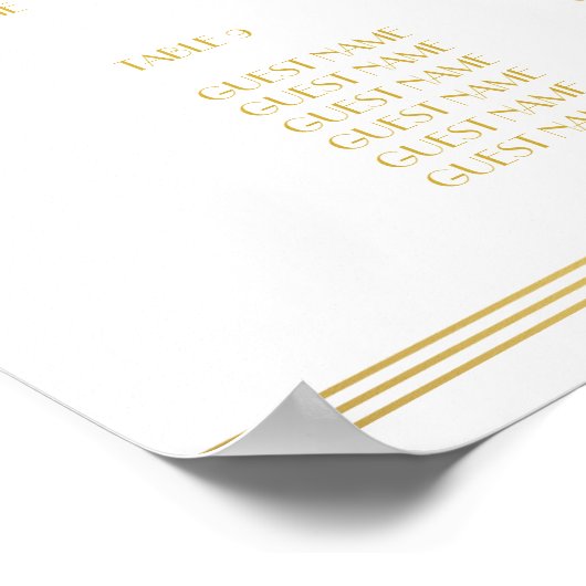 Wit en gouden trouwstoelindeling poster 16x20 (Hoek)