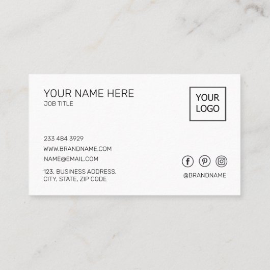 Wit en Goudfolie Abstracte Custom Logo Visitekaartje (Achterkant)