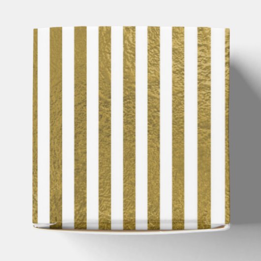 Wit en Goudfolie Gestreept Monogram & Initiaal Bedankdoosjes (Bovenkant)