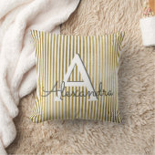 Wit en Goudfolie Gestreept Monogram & Initiaal Kussen (Deken)