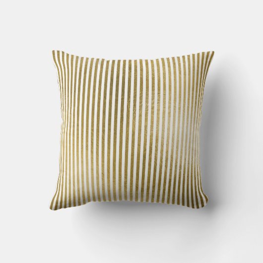 Wit en Goudfolie Gestreept Monogram & Initiaal Kussen (Achterkant)