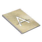 Wit en Goudfolie Gestreept Monogram & Initiaal Notitieboek (Rechterzijde)