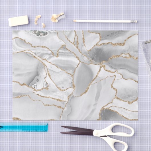 Wit en goudglitteraglaat abstract tissuepapier (Craft)