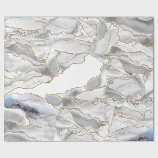 Wit en goudglitteraglaat cadeaupapier (Vlak)