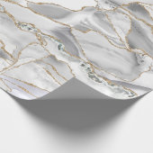 Wit en goudglitteraglaat cadeaupapier (Hoek)